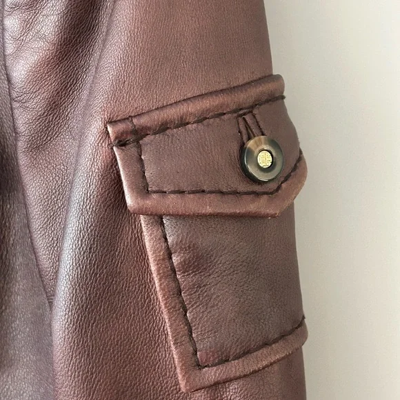 Tory Burch brown leather Sgt Pepper jacket size 6 - Picture 10 of 12